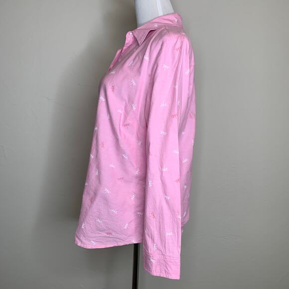 Croft & Barrow Pink Oxford Cotton Shirt Dragonfly Sz Medium - Picture 3 of 9